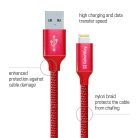 Colorway Lightning Kábel - 2.1A - Piros - 1m