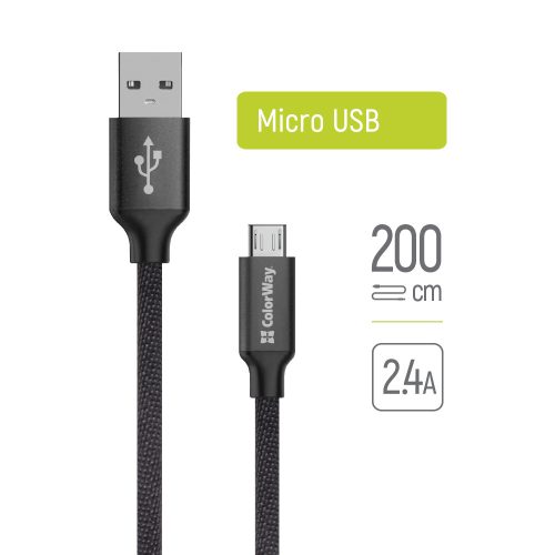 Colorway micro USB Kábel - 2.4A - 2m Fekete