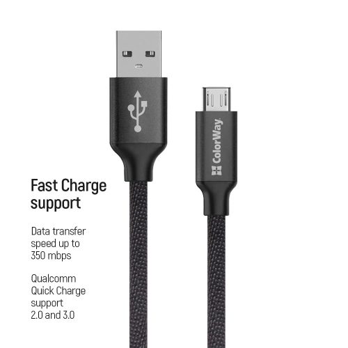 Colorway micro USB Kábel - 2.4A - 2m Fekete