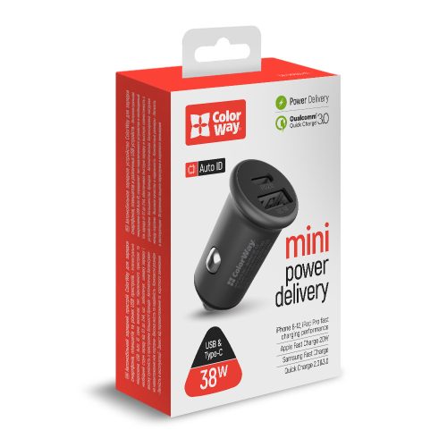 Colorway Autós Töltő USB-C PD20W + USB QC3.0