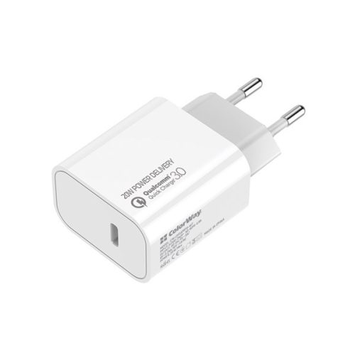 Colorway Hálózati USB-C töltő - Power Delivery 20W - Fehér