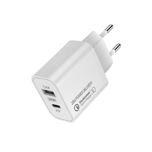 Colorway Hálózati USB-C - USB gyorstöltő adapter -  PD / QC3.0 - 20W - Fehér