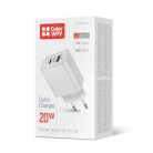 Colorway Hálózati USB-C - USB gyorstöltő adapter -  PD / QC3.0 - 20W - Fehér