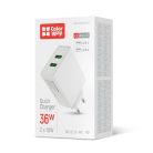 Colorway Hálózati USB töltő - 2x USB port - Quick Charge 3.0 - 36W - Fehér