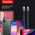 Colorway Apple Lightning USB-C kábel - PD 30W - 3.0A - 1m Szürke