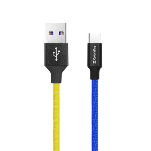 Colorway USB-C - USB Kábel - 2.4A 1m - Kék Sárga
