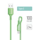 Colorway USB-C - USB Szilikon Kábel - 2.4A - Zöld - 1m
