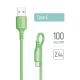 Colorway USB-C - USB Szilikon Kábel - 2.4A - Zöld - 1m