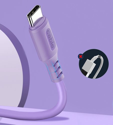 Colorway USB - USB-C Szilikon Kábel Lila 2.4A 1m (CW-CBUC044-PU)