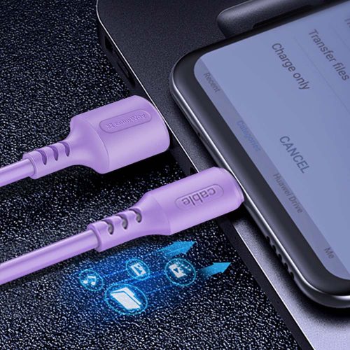 Colorway USB - USB-C Szilikon Kábel Lila 2.4A 1m (CW-CBUC044-PU)