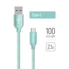 Colorway USB-C / USB Kábel - Menta - 2.1A - 1m