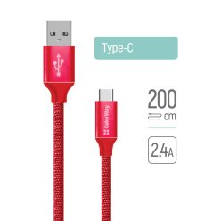Colorway USB-C - USB Kábel - 2m - 2.4A - Piros