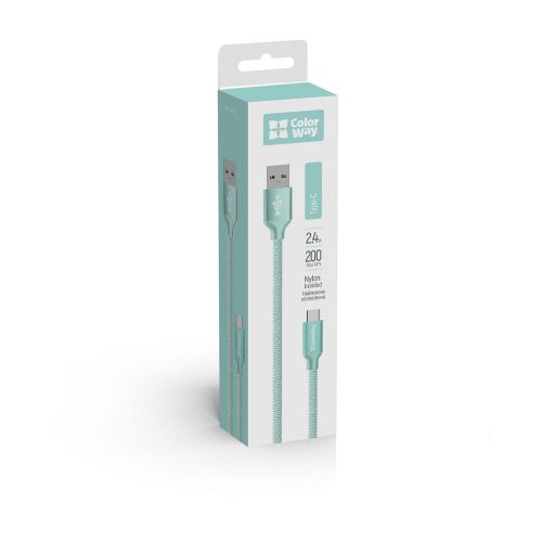 Colorway USB-C - USB Kábel - 2m - 2.4A - Menta
