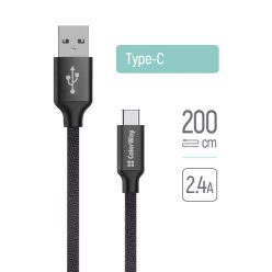 Colorway USB-C - USB Kábel - 2m - 2.4A - Fekete