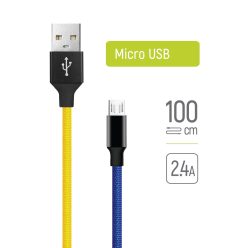 Colorway micro USB Kábel - 2.4A - 1m - Kék Sárga