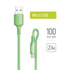 Colorway micro USB Szilikon Kábel - 2.4A - 1m - zöld