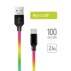 Colorway micro USB Kábel - 2.4A - 1m - Több színű