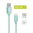 Colorway micro USB Kábel - Menta - 2.1A - 1m