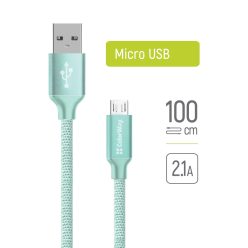 Colorway micro USB Kábel - Menta - 2.1A - 1m