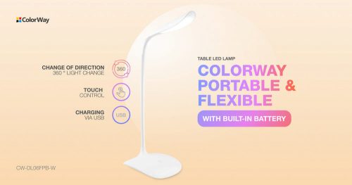 Colorway Akkumulátoros Asztali LED Lámpa - Flexibilis - 115 lm - Fehér