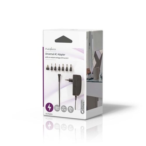 Univerzális hálózati adapter - 9/12/13,5/15/18/20/24 VDC - 24W