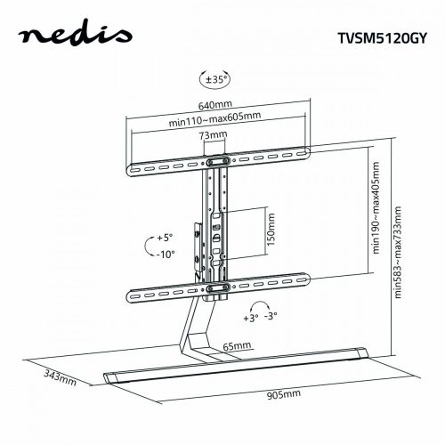 Nedis asztali tv állvány - Forgatható - Dönthető