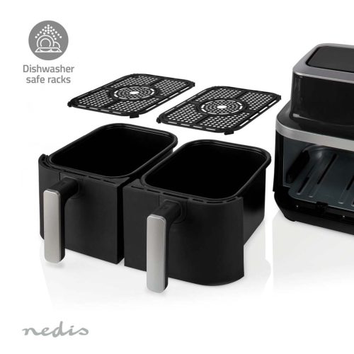 Nedis XXL Airfryer Forrólevegős Sütő 2x4,2 Dupla kosár