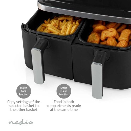 Nedis XXL Airfryer Forrólevegős Sütő 2x4,2 Dupla kosár