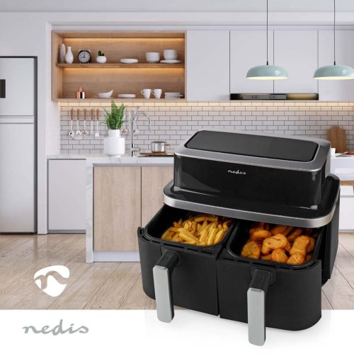Nedis XXL Airfryer Forrólevegős Sütő 2x4,2 Dupla kosár