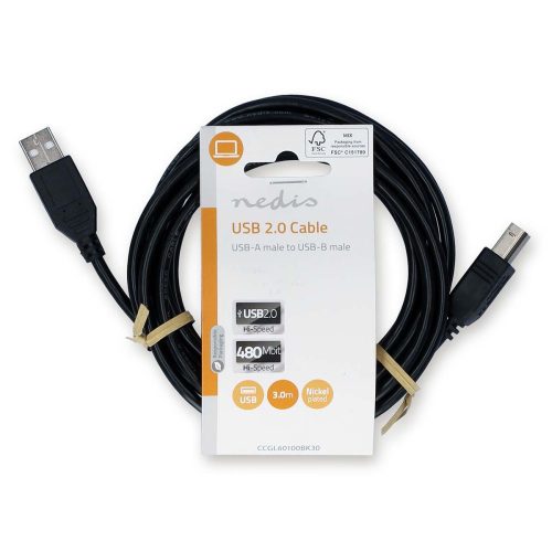 Nedis USB Nyomtató Kábel - AB Kábel - USB2.0 - 10W - 3m