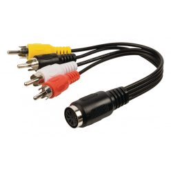 DIN (tuchel) aljzat - 4x RCA átalakító kábel 20cm