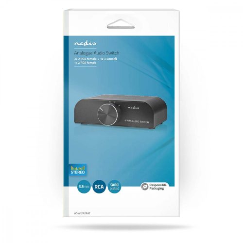 Nedis 4 Bemenetes Audio bemenetválasztó kapcsoló - Audio Switch