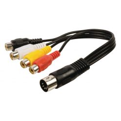 DIN dugó - 4x RCA aljzat átalakító kábel 20cm