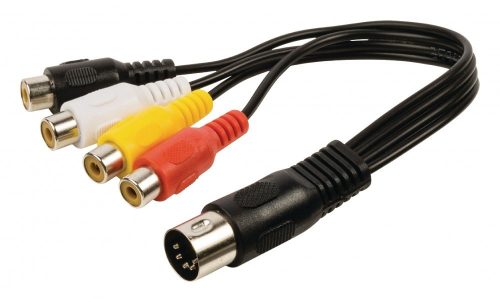 DIN dugó - 4x RCA aljzat átalakító kábel 20cm