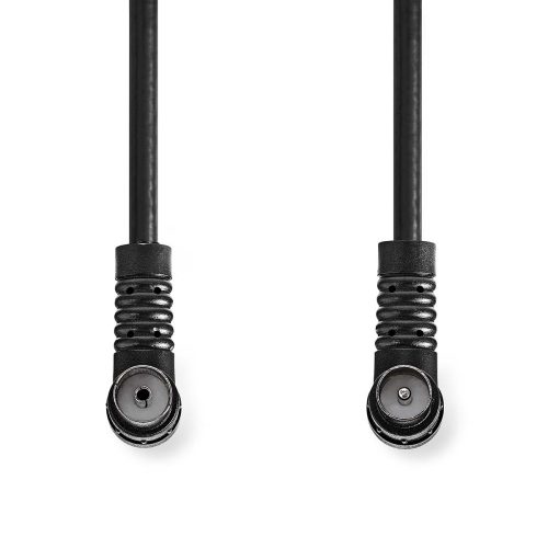 Koax Kábel 120 dB | 90° Koax Dugó - 90° Koax Aljzat | 1,5 m | Fekete