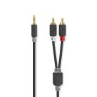 Rugalmas 3 méteres audio kábel jack–RCA csatlakozással