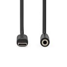 USB-C - jack audió átalakító - 1 m - Fekete