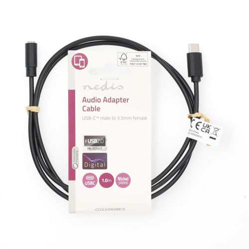USB-C - jack audió átalakító - 1 m - Fekete