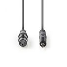 Nedis 3,5mm jack - XLR kábel | Szimmetrikus | 3,5mm jack dugó - XLR Aljzat | 1 m  (COTH15320GY10)