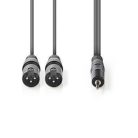 Nedis 3,5mm jack - XLR kábel | 3,5mm jack - 2x XLR Dugó | 1,5 m (COTH15310GY15)