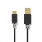 Nedis aranyozott USB-C - USB-A kábel - USB 2.0 - 1,0 m - 3 A