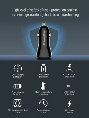 Colorway Autós USB töltő USB-A - USB-C - PD PPS - QC - 30+30W