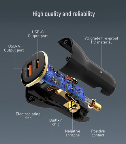 Colorway Autós USB töltő USB-A - USB-C - PD PPS - QC - 30+30W