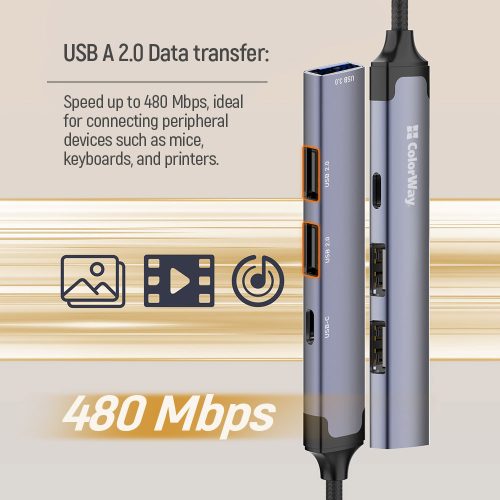 Colorway USB3.0 HUB - 4 Port - USB-C - USB2.0 - USB3.0