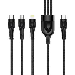   COLORWAY Kábel Type-C CW-CBPDU3060-BK, 3B1 (Lightning+MicroUSB+Type-C) 3.0A (PD60W adatok) 1.2 fekete