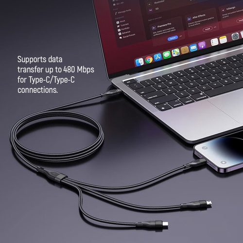 Colorway USB-C Kábel Lightning - Micro USB - USB-C csatlakozók - 3A PD60W 1.2m