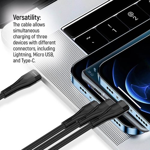 Colorway USB-C Kábel Lightning - Micro USB - USB-C csatlakozók - 3A PD60W 1.2m