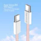 Colorway USB-C Kábel - PD 60W - 3,0A - 1m - Rózsaszín