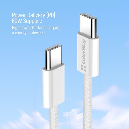 Colorway USB-C Kábel - PD 60W - 3,0A - 1m - Szürke