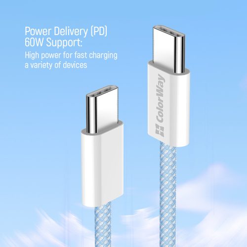 Colorway USB-C Kábel - PD 60W - 3,0A - 1m - Kék